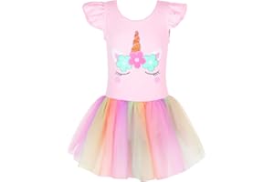 EQSJIU Unicorn Ballet Leotards with Tutu for Girls Toddlers Dance Cotton Tulle Skirts Dress