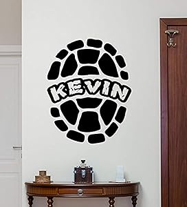 Personalized Ninja Turtles Wall Decal Teenage Mutant Ninja Turtles Shell Custom Name Cartoon Stencil Poster Comics Superheroes Vinyl Sticker Wall Art Kids Teen Room Bedroom Decor Mural 164RT