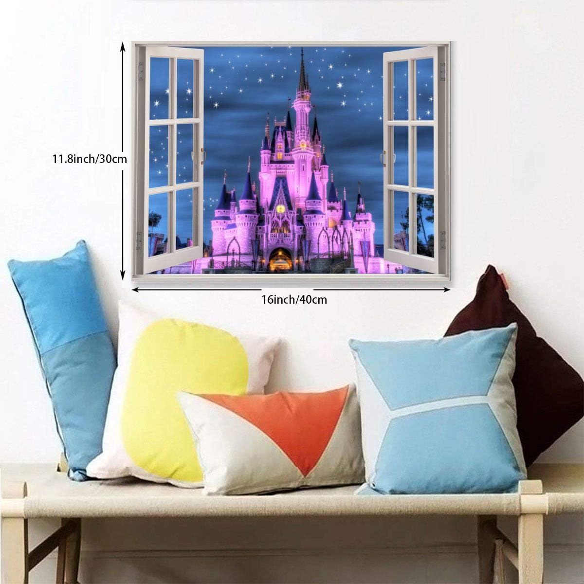 Amazon Co Jp Ale Art ディズニーワールドの夜景 シンデレラ城 3d 窓 アートパネル ポスター 絵画 壁掛け インテリア 風景 キャンバス絵画 バスルーム ダイニングルーム 装飾 ホーム キッチン