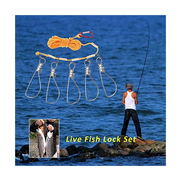 Lixada-5-Snaps-Stainless-Steel-Fish-Stringer-Rope-Lanyard-Fish-Lock-Fishing-Accessories-Tackle-Tool