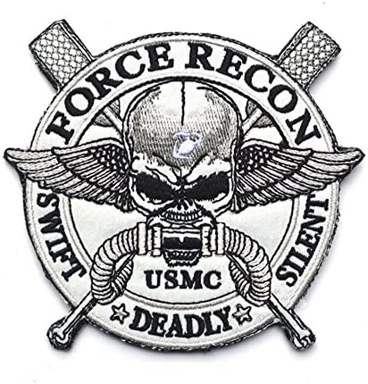 Force Recon USMC Military Marine SWIFT Deadly Silent Skull Velcro Patch Embroidered Patch