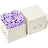 Rosaura 4-Piece Eternal Preserved Roses & Flowers Gift Box - Forever Lasting Real Roses, Preserved Flowers for Valentine's Day (Light Purple)