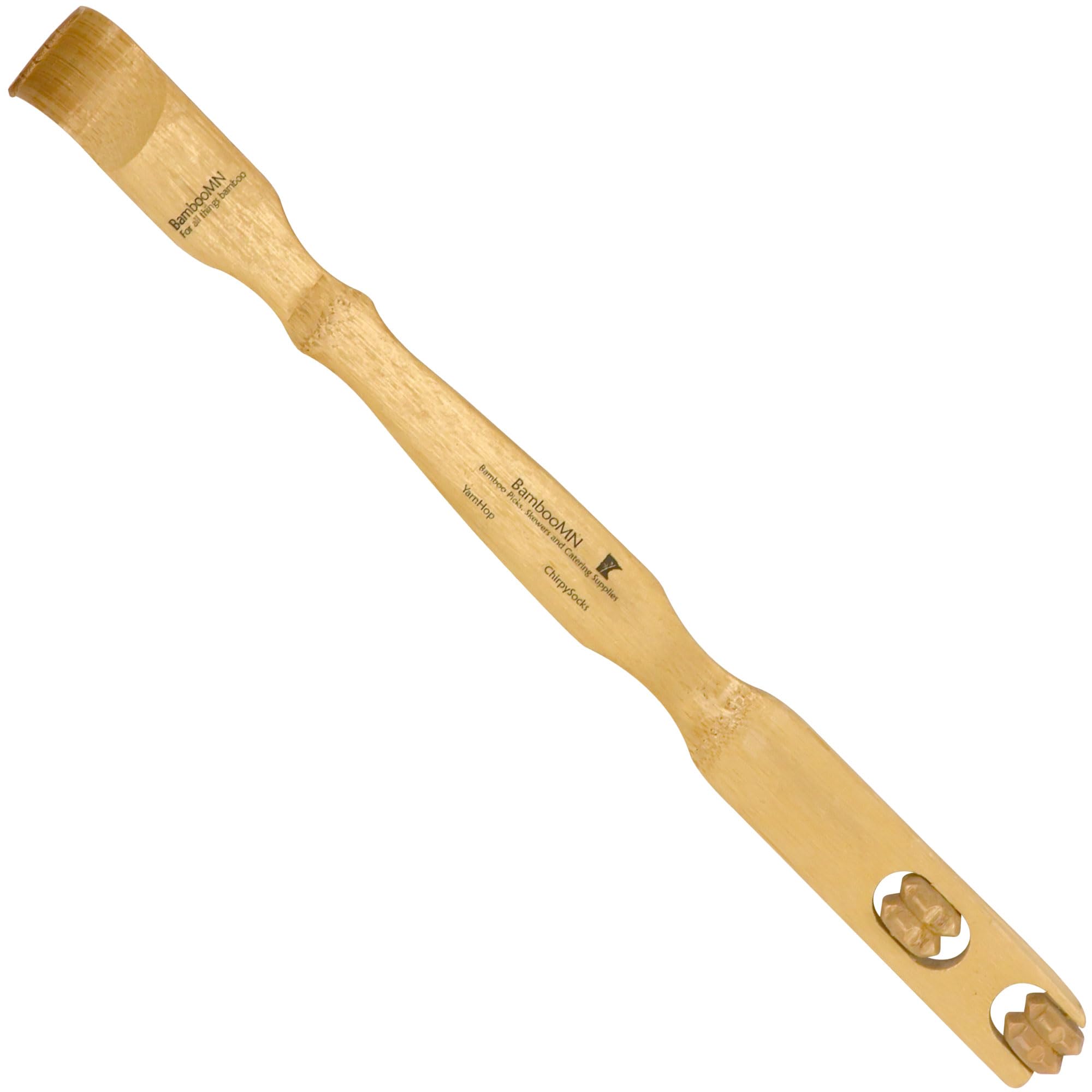 BambooMN 17 Inch Bamboo Wooden Back Scratcher Knobby Massage Roller Handle for Itching Stress Relief, 3 Pieces
