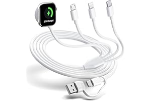 HANCENDA Multi Charging Cable 4 in 2 for Apple Watch Charger i-Phone, Travel 4 in 2 Watch & Phone Charger with iOSPorts/Type C/Micro USB Port Compatible with iWatch/iPhone 16 15/Galaxy Android-6FT