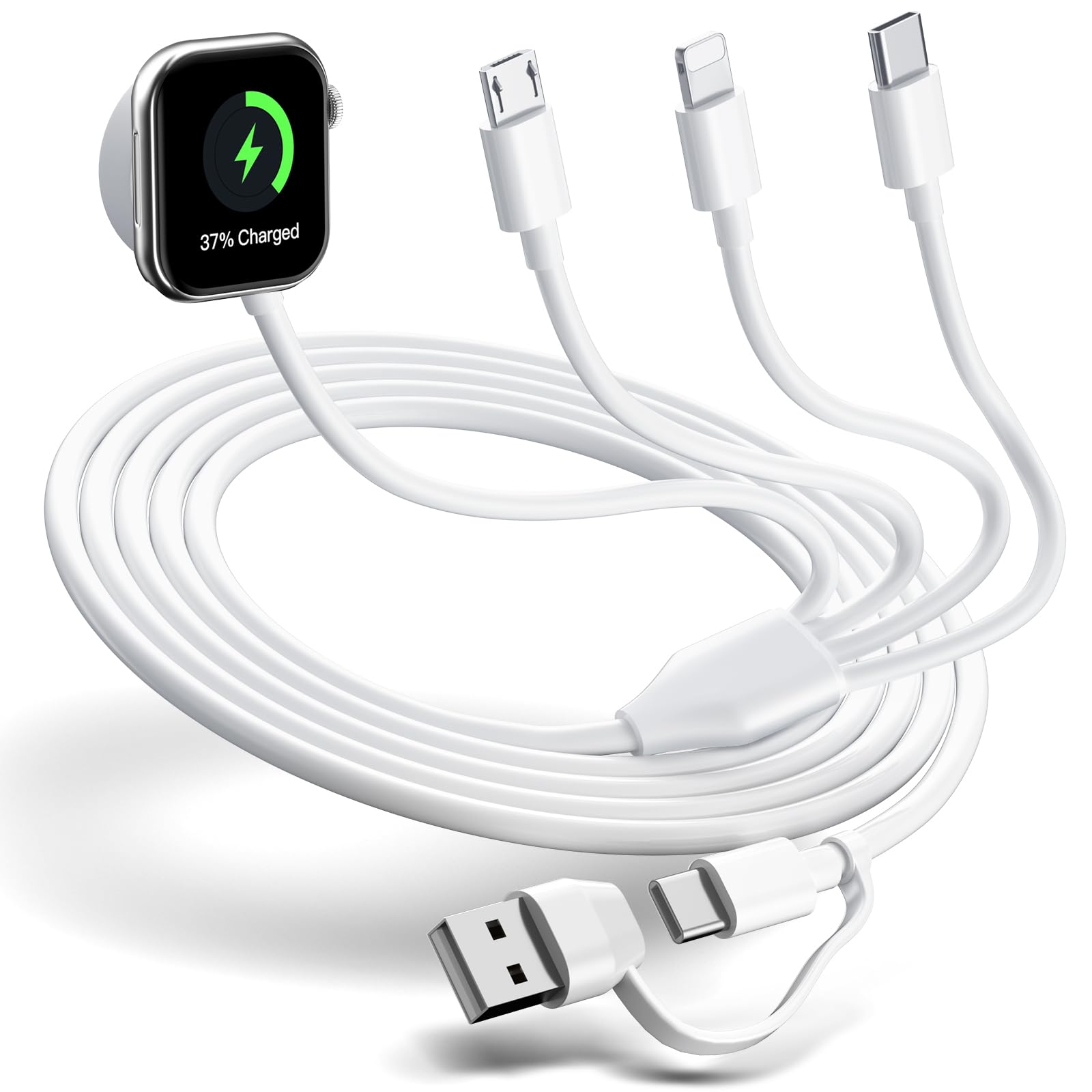 アップグレード Apple Watch 充電ケーブル 4イン2 iPhone Watch用充電ケーブル マルチUSB A/C充電ケーブル 磁気充電ケーブル iWatch Series 8/7/6/SE/5/4用 の商品画像