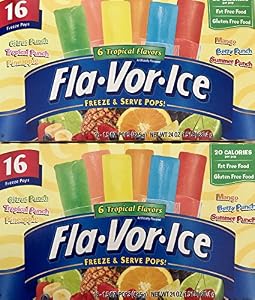 Image of Fla-vor-ice Freezer Bar Extravaganza! Assorted Flavors (32 GIANT Pops) (32CT 1.5oz Tropical Flavors)