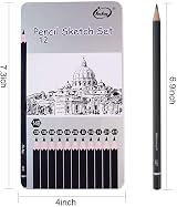 Surcotto 12 Pencils Sketching Set 4H-14B with Eraser Sharpener Iron Box view 7
