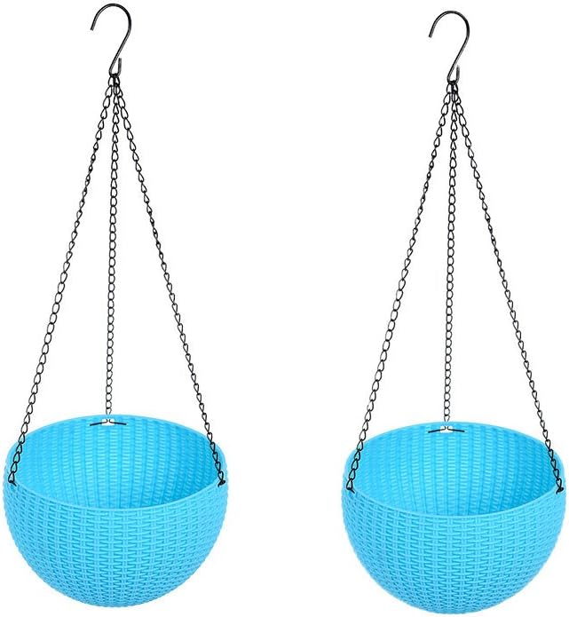 Homieco Hanging Basket Round Plastic Flower Pot Hanging Balcony Garden Planter Home Decor Pack of 2