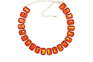 JNF Crystal Rhinestone Choker Collar Necklace For Women Colorful Gemstones Neck Chain Trendy Sparkly Statement Piece Crystal Rhinestone Bib Necklace