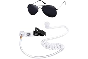 DEGPUM Cosplay Toy Spy Earpiece Headphones and Sunglasses,Spy Costume Men in Black Costume Accessories Fake Ear Piece and Sunglasses Secret Service Security Guard Ear Piece Costume Accessory Kit Spy Stuff
