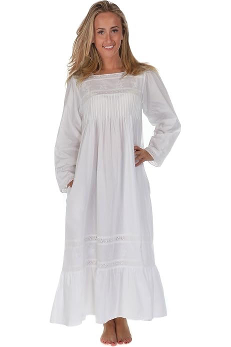Cotton Long Sleeve Nightgown 