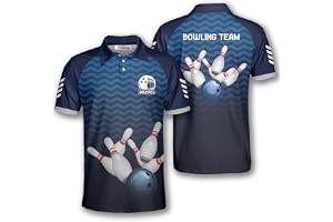 PRIMESTY Custom Bowling Shirts for Men, Custom Name and Teamname Bowling Jerseys, Personalized Bowling Polo Shirts