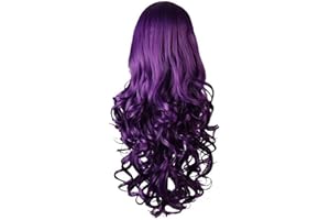 Rbenxia Curly Cosplay Wig Long Hair Heat Resistant Spiral Costume Wigs Anime Fashion Wavy Curly Cosplay Daily Party Purple 32" 80cm