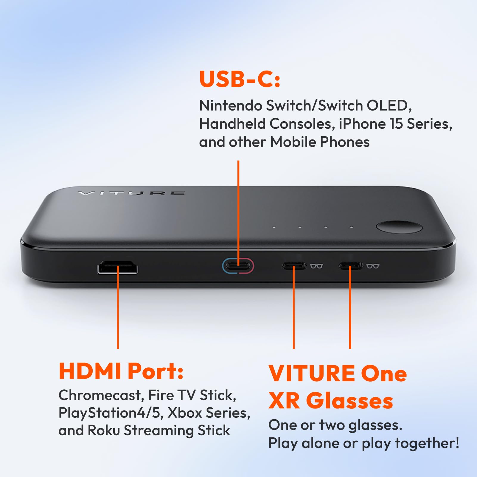 VITURE One Dock Pack: XR/AR Glasses & Mobile Dock, fits Switch, Switch OLED, Fire TV, PS/Xbx, Co-op & Movie Sharing