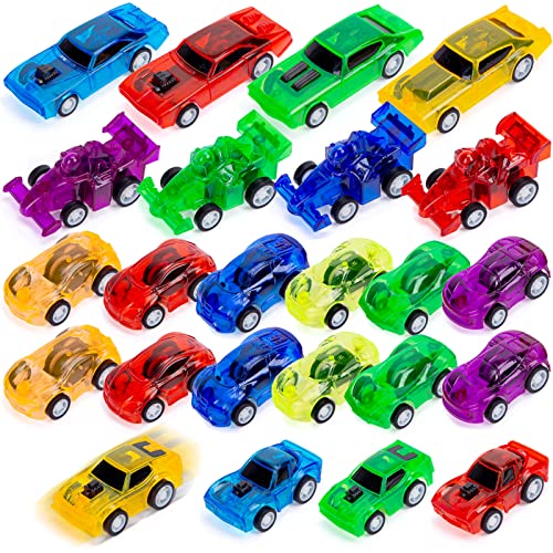 3 otters 24PCS Small Pull Back Cars for Kids, Mini Race Car Party Favors, Easter Egg Prefilled Basket Stuffers Filler and Classroom Prize Supplies