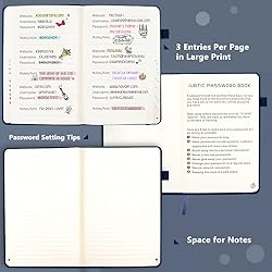 JUBTIC Password Book with Alphabetical Tabs Small
