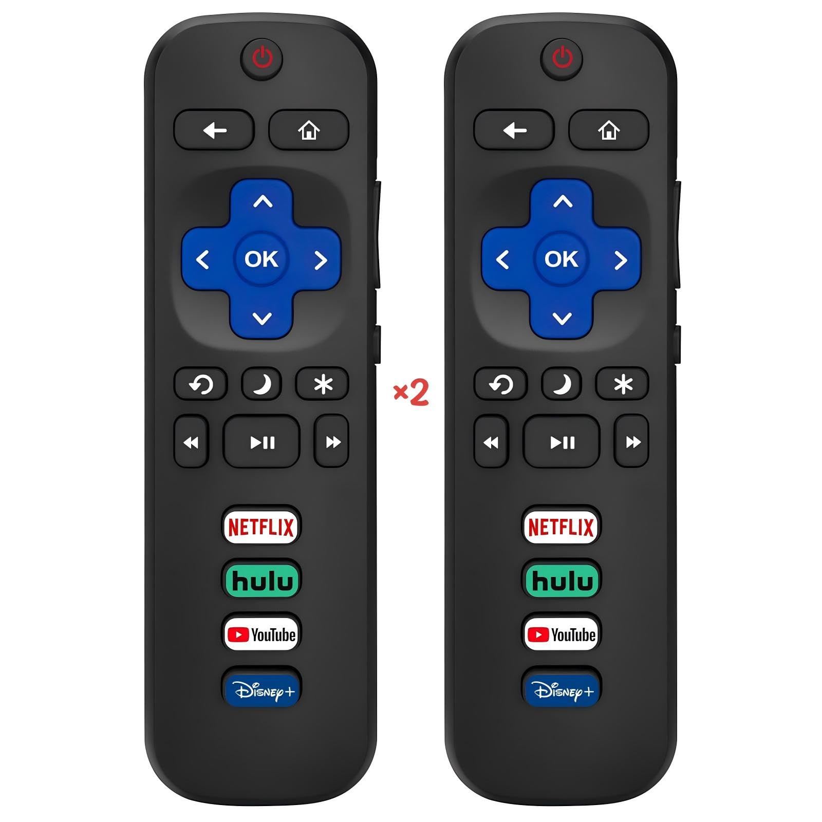 Photo 1 of 2-Pack Universal Roku TV Remote, Compatible with TCL/Onn/Hisense/Sharp/Philips/Westinghouse/Insignia/Element Roku TVs, 1 Year Warranty