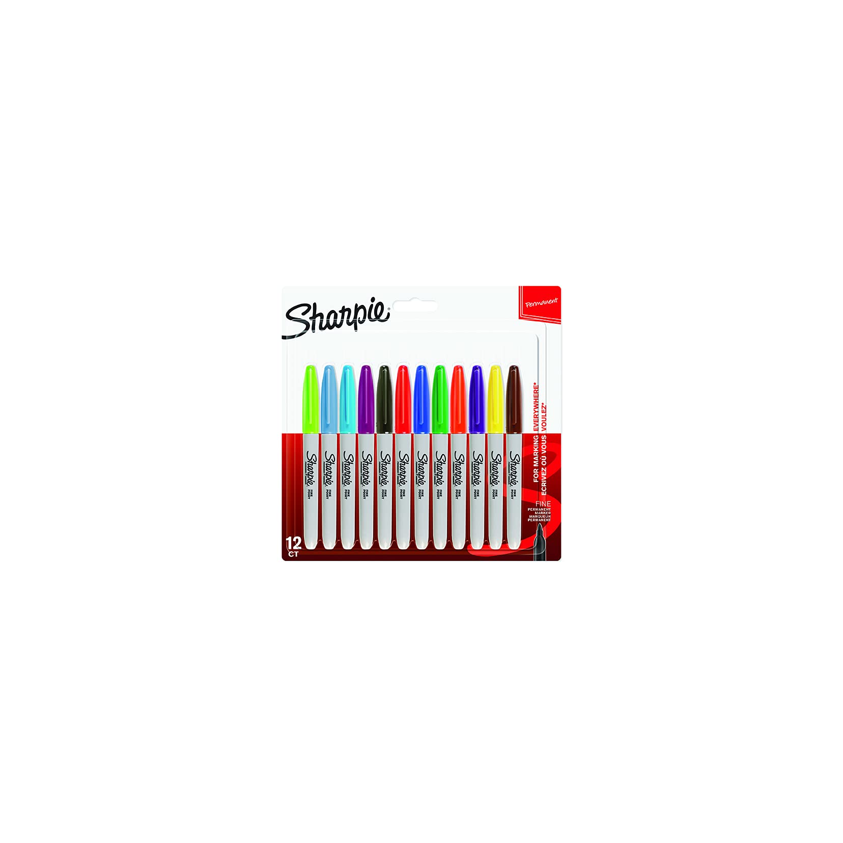 Sharpie Fine Tip Permanent Marker - Assorted Colours (Pack of 12)