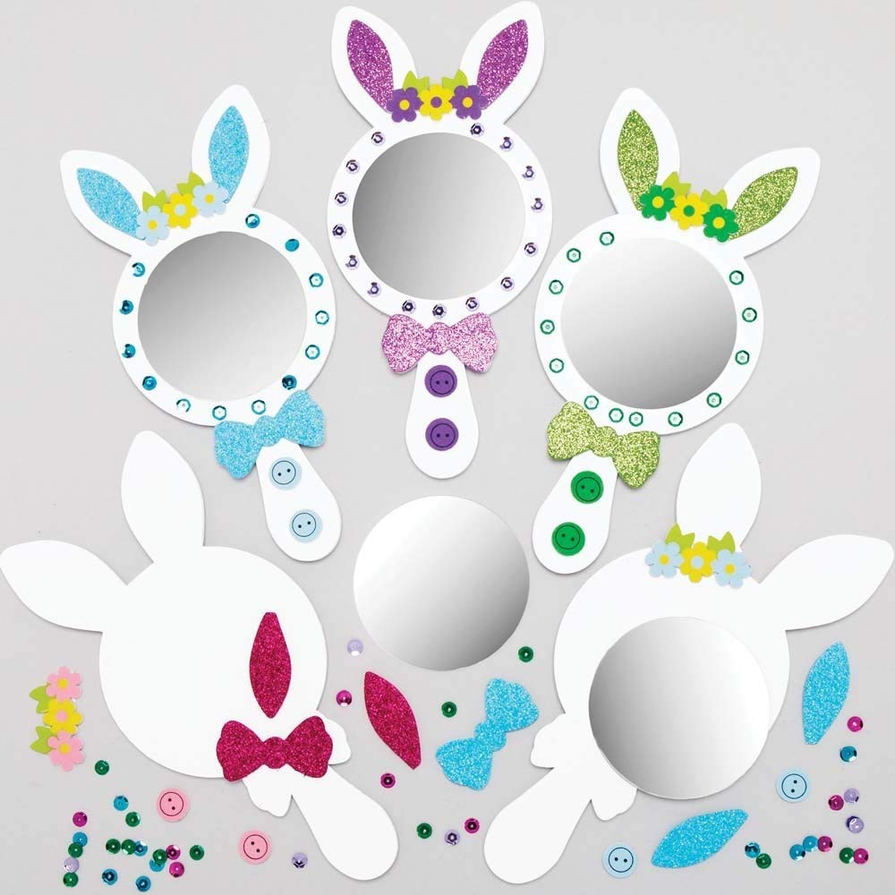 Baker Ross Easter Bunny Mirrors - Pack of 4, Easter Crafts for Kids (AX768)