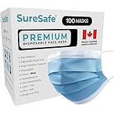 SURESAFE Premium Blue Mask - [100/200/400/2000PACK] Disposable Face Mask 3 Ply face mask with ear loop, High Filtration