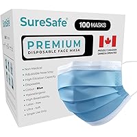 SURESAFE Premium Blue Mask - [100/200/400/2000PACK] Disposable Face Mask 3 Ply face mask with ear loop, High Filtration