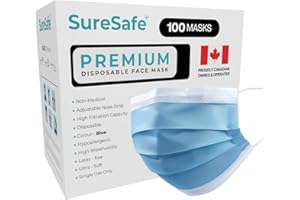 SURESAFE Premium Blue Mask - [100/200/400/2000PACK] Disposable Face Mask 3 Ply face mask with ear loop, High Filtration