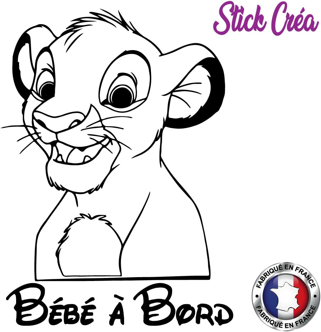 Stick Crea Sticker Autocollant Bebe A Bord Le Roi Lion Noir Autocollants Bebe A Bord Auto Et Moto Simoncustoms Com