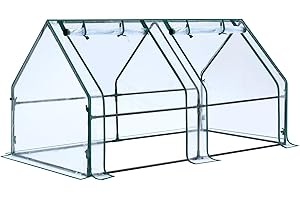 Ohuhu Portable Mini Greenhouse, 71"x36"x36" Greenhouses for Outdoors with Dual Large Zipper Doors & Ground Stakes, Waterproof & UV Protected Plastic Green House for Outside Garden Patio Transparent