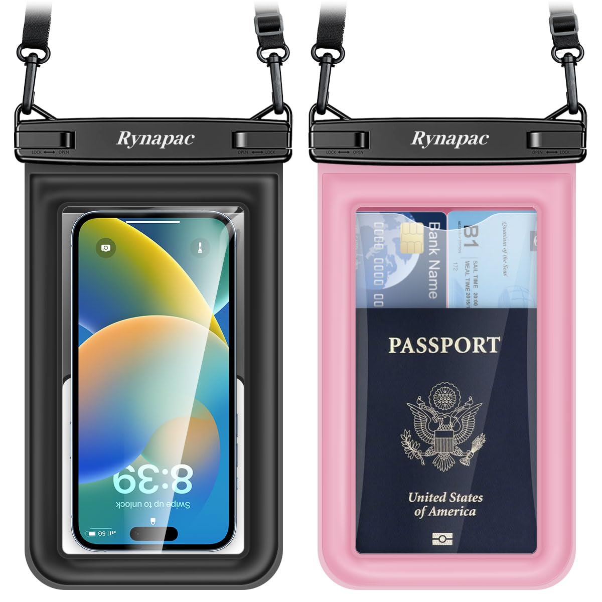 Photo 1 of [Up to 8.5"] Floating Waterproof Phone Pouch, 2Pack Waterproof Phone Case with Lanyard for iPhone 16 15 14 Pro Max, Galaxy S24+ S23 S22, IPX8 Cellphone Dry Bag, Beach Essentials Travel Must Haves