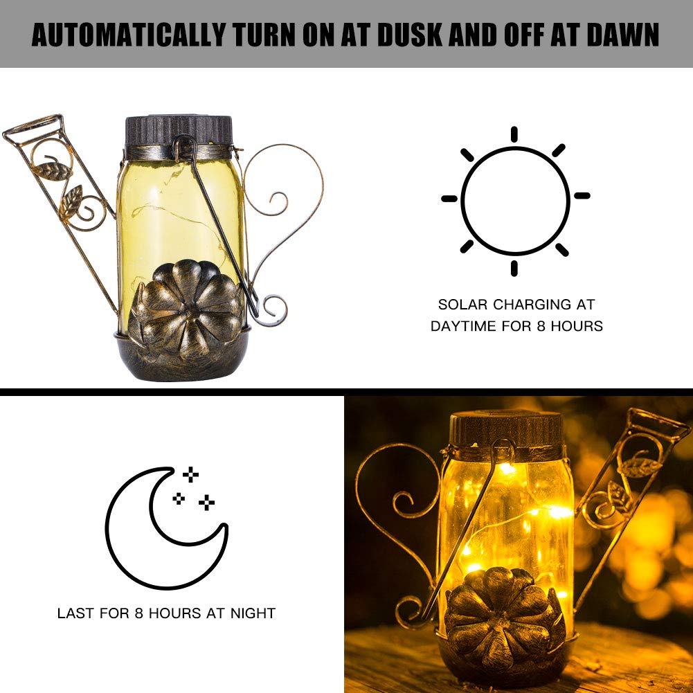 Solar Lantern Outdoor Garden Hanging Lantern Waterproof Solar Table Lamp Lights Warm White for Patio Yard Lawn Party Lanscape Decoration