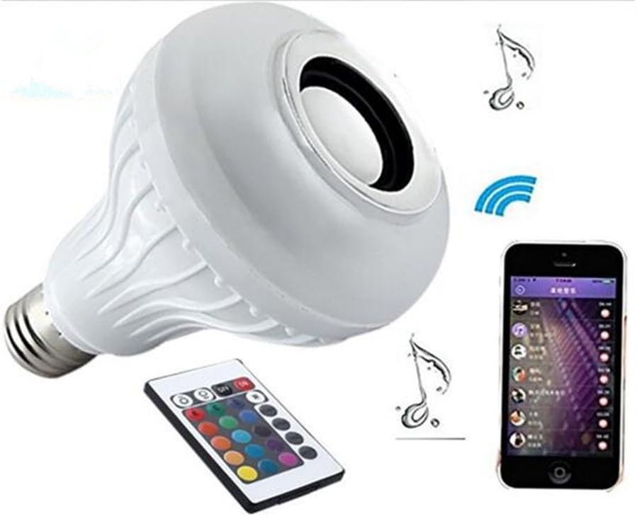 Smart Wireless Bluetooth Music Bulb E27 LED Music Light Bulb RGB Color Changing Lamp with Build-in Bluetooth Mini Speaker Infrared Remote