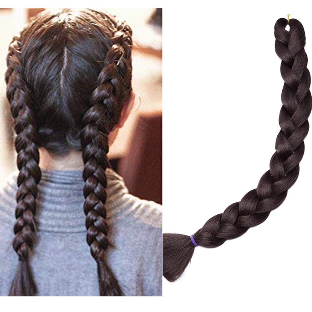 One Piece Braiding Hair Extensions Crochet Hair Braid Synthetic Heat-Resistant For Women - 41 Inches,165g,Medium Brown