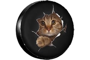 OCIOVAN Funny Cat in Hole Spare Tire Cover Universal Tire Wheel Covers Waterproof Dust-Proof Wheel Tire Protector Weatherproof Tyre Covers for Trailer RV SUV Truck Off-Road Vehicle Motorhome Travel 17 Inch