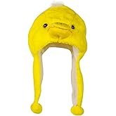 Timiot Cute Plush Animal Character Winter Hat Fun Ski Cap with Detailed Animal Face Long Ear Straps with Pom Pom Ends