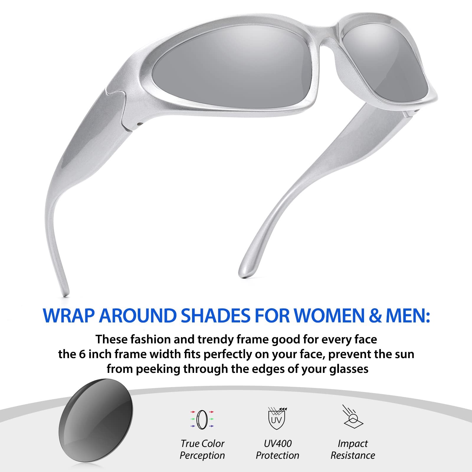 LIKSMU Wrap Around Street Fashion Sunglasses for Women Men Swift Oval Trendy Y2K Shades