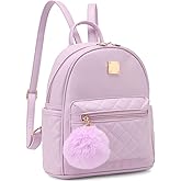 Barsine Girls Fashion Mini Backpack Purse Small Cute Plaid Leather Women Backpacks Little Bag (Purple)