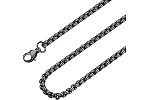 Bowisheet Black Square Rolo Chain Stainless Steel Round Box Chain Necklace Men Women