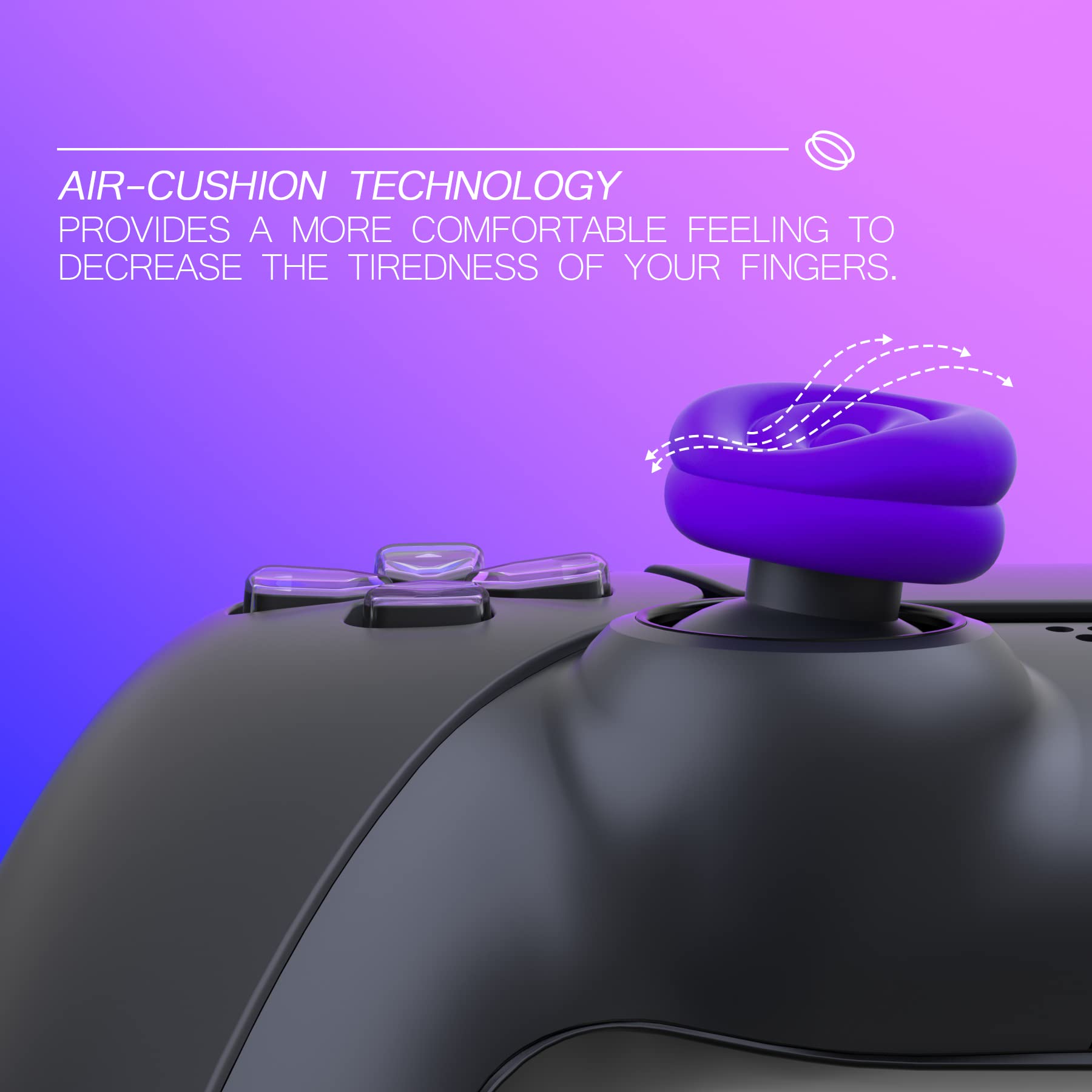 PlayVital Thumbs Cushion Caps Thumb Grips for ps5, for ps4, Thumbstick Grip Cover for Xbox Series X/S, Thumb Grip Caps for Xbox One, Elite Series 2, for Switch Pro Controller - Purple