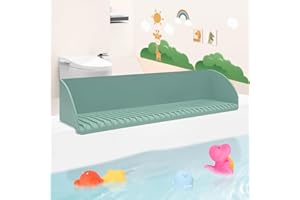 AQQWXYQ Bathtub Splash Guard for Tub Kids, Water Splash Guard with 4 Strong Suction Cups, Bathtub Play Shelf for Bathing, Soft Silicone Tub Splash Guards, No Mess for Bath Time (Aqua)