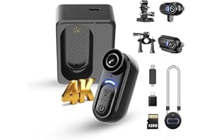 Catchallway 4K Mini Body Camera Action Cam with Audio & Video Recording -128G Thumb Size Hands Free Body Worn Cameras - Wearable Portable Camcorder for Work Travel Pet Walk Vlog(Black)
