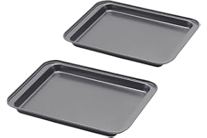 SS&CC Little Small Baking Sheets Nonstick Set of 2 (9.5inch X 7.1inch) 8 Inch Nonstick Baking Toaster Oven Tray Cookie Sheets, 1 or 2 Person Household