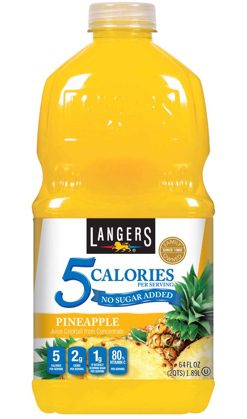 Photo 1 of Langers 5 Cal Pineapple Juice Cocktail, 64 Fl Oz (Pack of 8) Expiration Date 08/01/2025