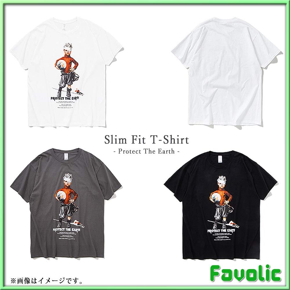 Amazon イラスト Tシャツ プロテクト アース スリムフィット 半袖 ちびt ピタt メンズ マッチョ メンズ マッチョ ラグジュアリー トレーニング 父の日 スポーツ ゴルフ Gtline Favolic ファボリック Tシャツ カットソー 通販