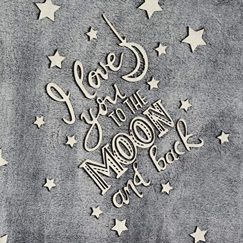 Good Karma Glow in The Dark Throw Blanket, I Love You to The Moon, Plush Soft, Fluffy, Fuzzy,Throw Blanket, Valentine Birthday, Holiday Fun Gift Teens, Kids Girls, Boys, Women Grey 50" X 60"
