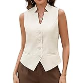 Genhoo Women's Suit Vest Tops Cropped Trendy Waistcoat Sleeveless Button Down Blazer Vest Fully Lined Going Out Tops