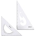 EBOOT 2 Pack Large Transparent Triangle Plastic Ruler Square Set, 30/60 and 45/90 Degrees Drawing Drafting Tool School Classroom Office Triangular Rulers (Clear)