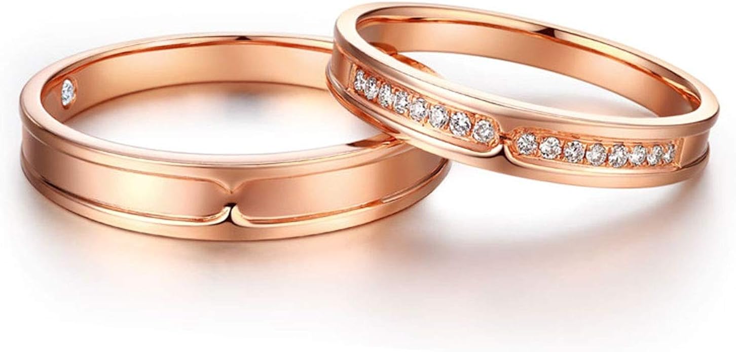 Aeici Bague Mariage 18k Or Rose Bagues Homme Et Femme Rond Or Rose Femme 46 5 Homme 54 Amazon Fr Bijoux