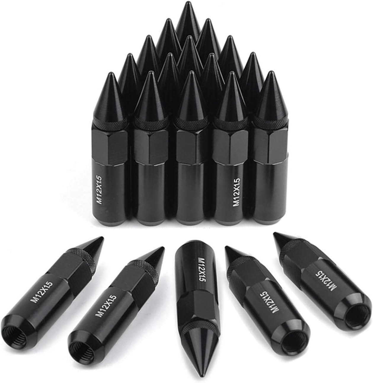 SHENGYAWAUTO 20 X Aluminum 12X1.5 Extended Spike Lug Nuts for Mazda Honda,Black: Industrial & Scientific