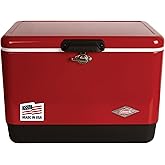 Coleman Vintage 54qt Steel Belted Cooler, Keeps Ice Up to 4 Days, 85-Can Capacity Hard Cooler with Drain &amp; Have-A-Seat Lid