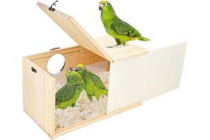ShuRung Parrot Nesting Box Cockatiel Nesting Box Bird Breeding Box House Handcrafted Wooden Acrylic Transparent Bird Box with Detachable Wooden Board for Parakeets Cockatiel Budgie Conure Parrot XL